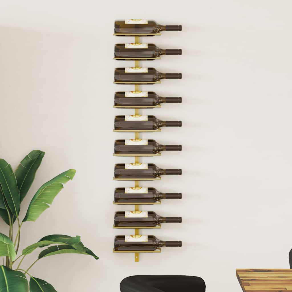 Garrafeira de parede para 10 garrafas metal dourado