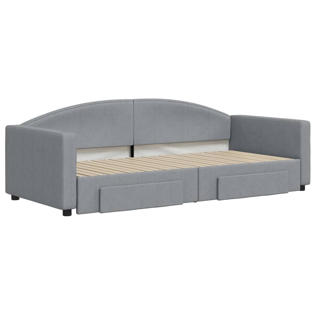 Sofá-cama c/ gavetão e gavetas 90x200 cm tecido cinzento-claro