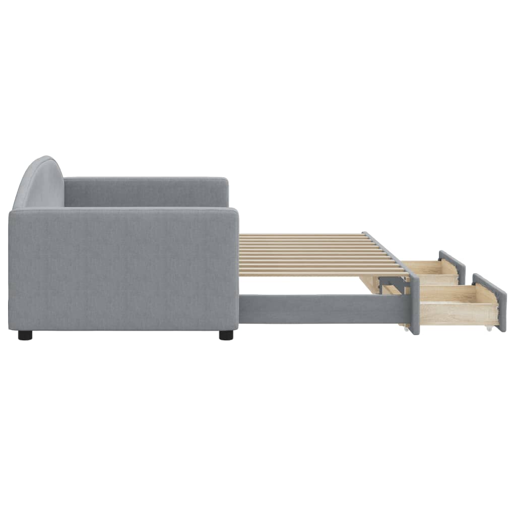 Sofá-cama c/ gavetão e gavetas 90x200 cm tecido cinzento-claro