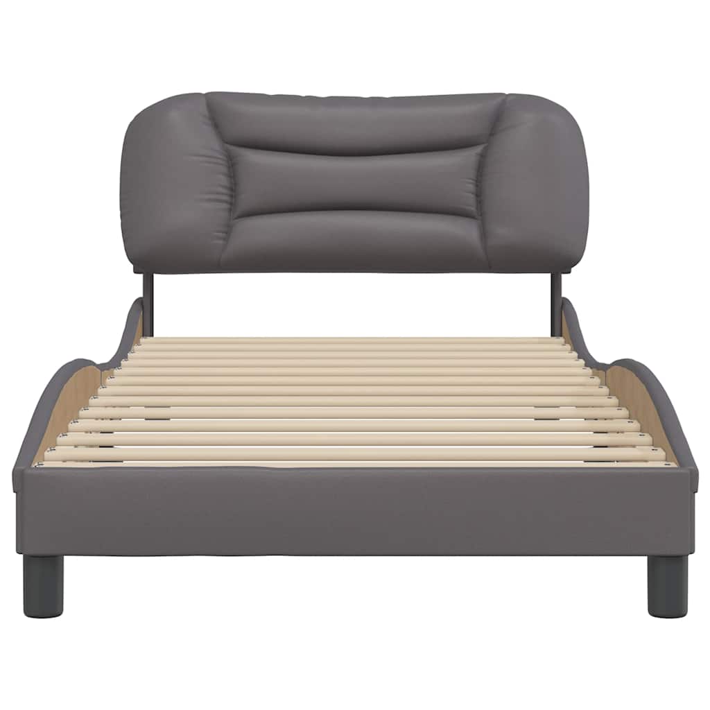 Estrutura de cama sem colchão hvar 100x200cm couro artificial cinzento