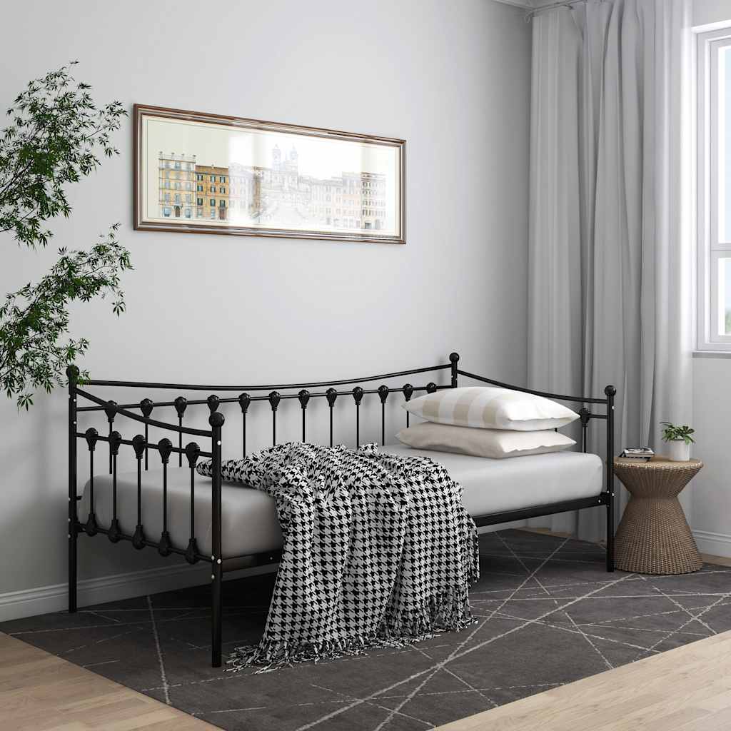 Sofá-cama 90x200 cm metal preto