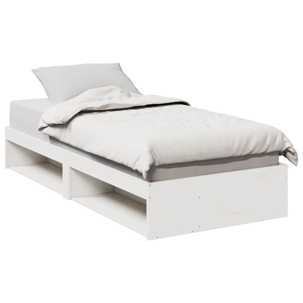 Cama dia sem colchão branco 100x200 cm pinho de madeira maciça