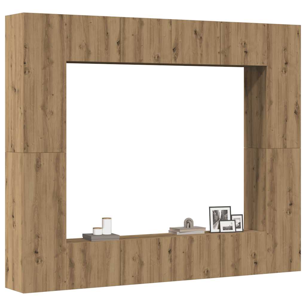Conjunto de armário TV parede 8 pcs madeira carvalho artisiano