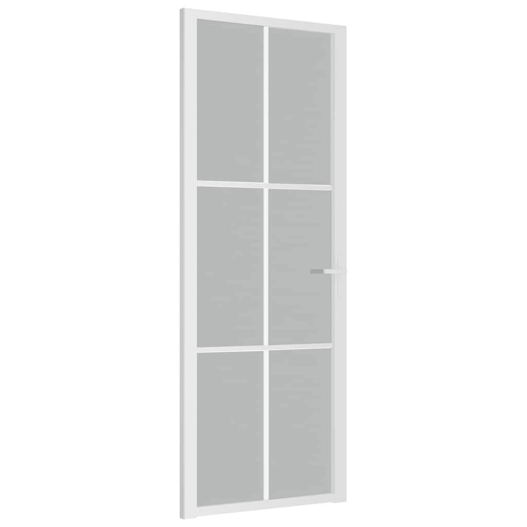 Porta de interior 76x201,5 cm vidro fosco e alumínio branco