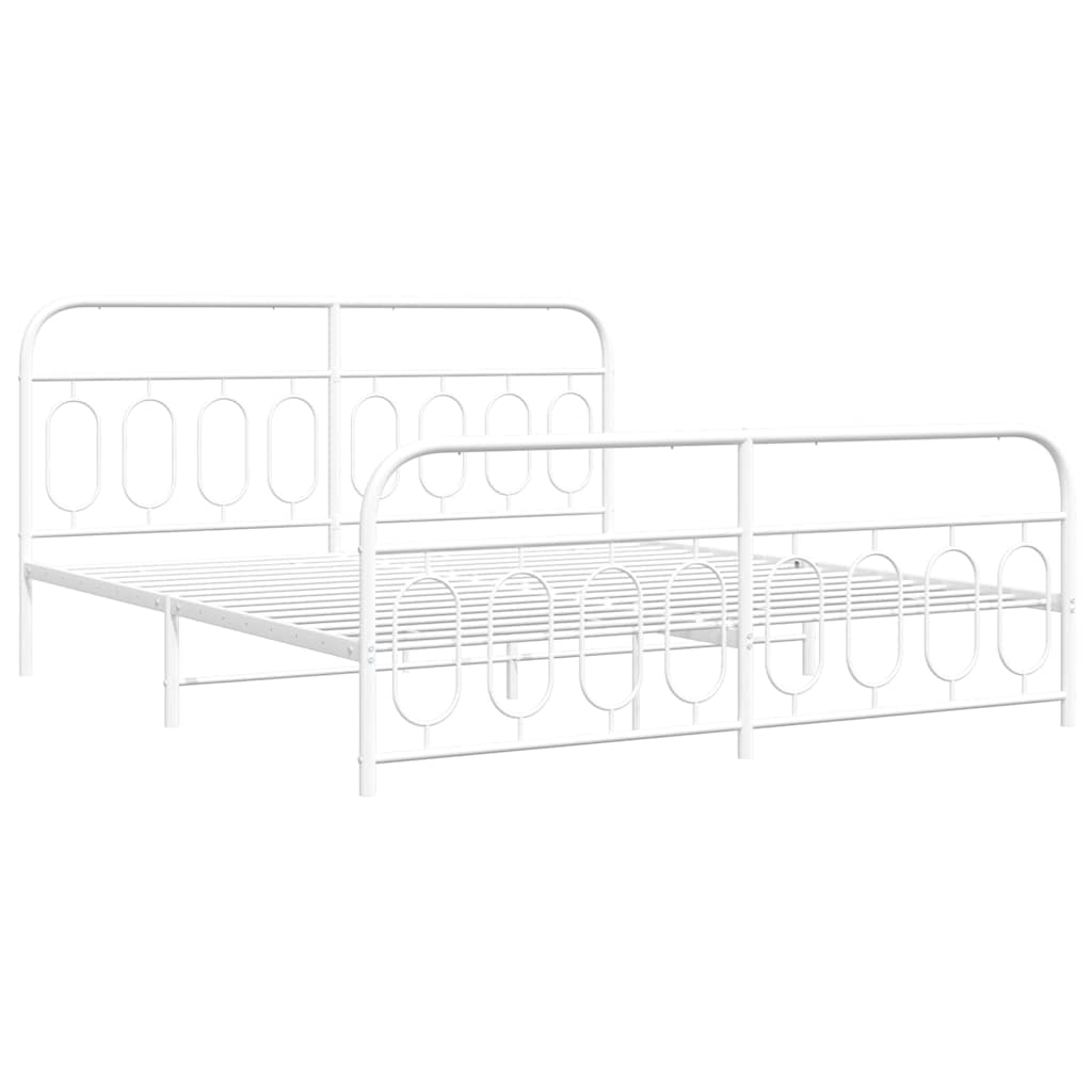 Estrutura de cama com cabeceira e pés 183x213 cm metal branco