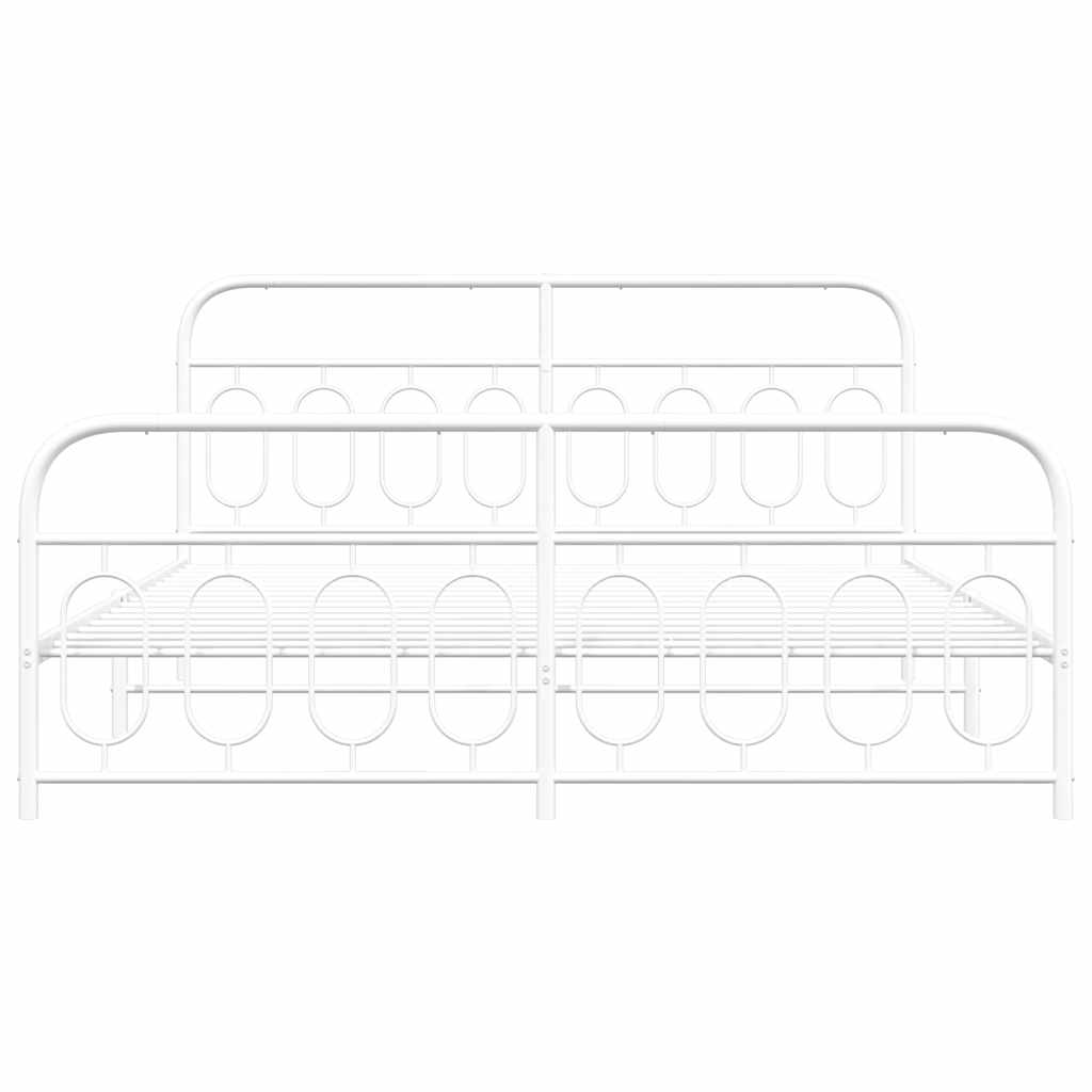 Estrutura de cama com cabeceira e pés 183x213 cm metal branco