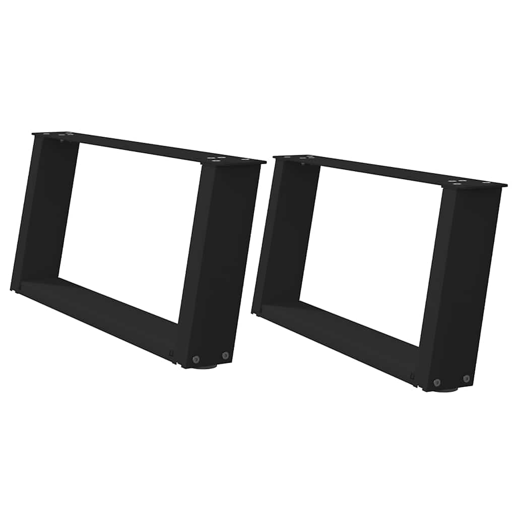 Pés para mesa de centro em formato de u, 2 peças, preto, 60x(30-31) cm, aço