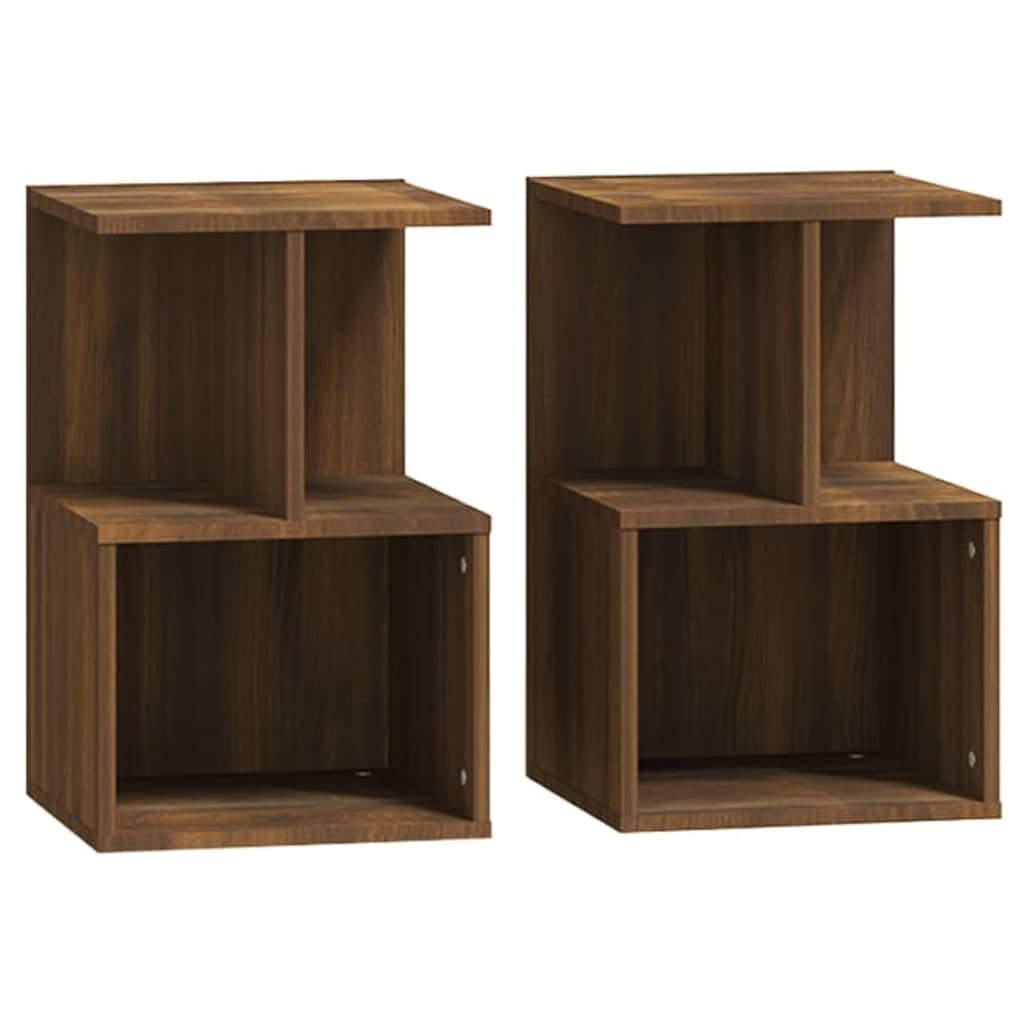 Mesa cabeceira 2pcs 35x35x55cm deriv. madeira carvalho castanho