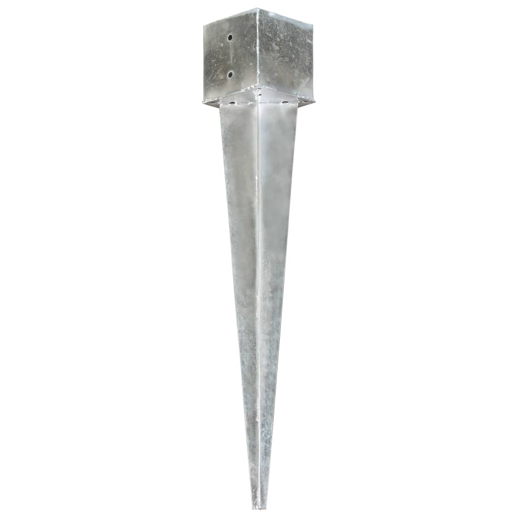 Estacas de enterrar 6 pcs 14x14x91 cm aço galvanizado prateado