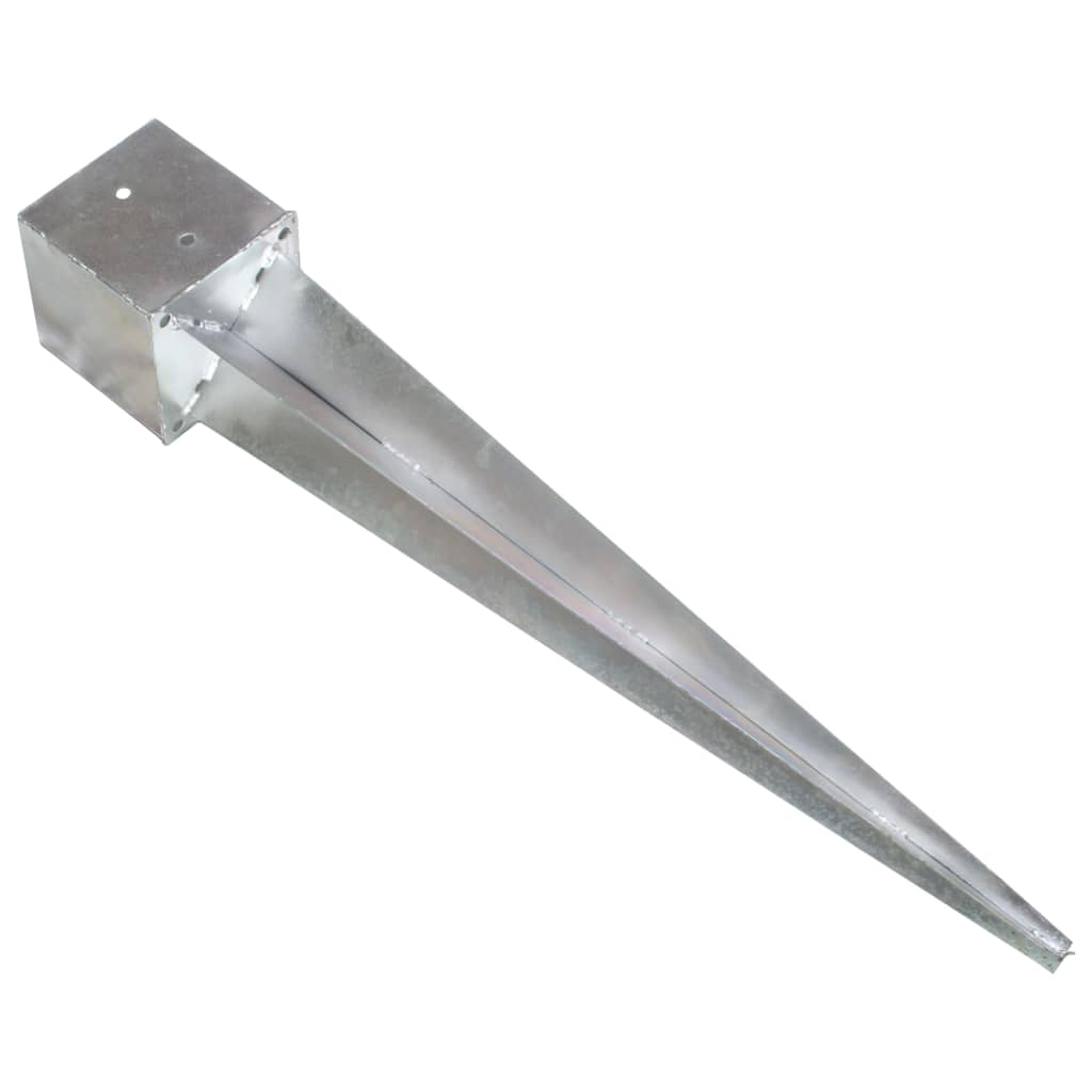 Estacas de enterrar 6 pcs 14x14x91 cm aço galvanizado prateado