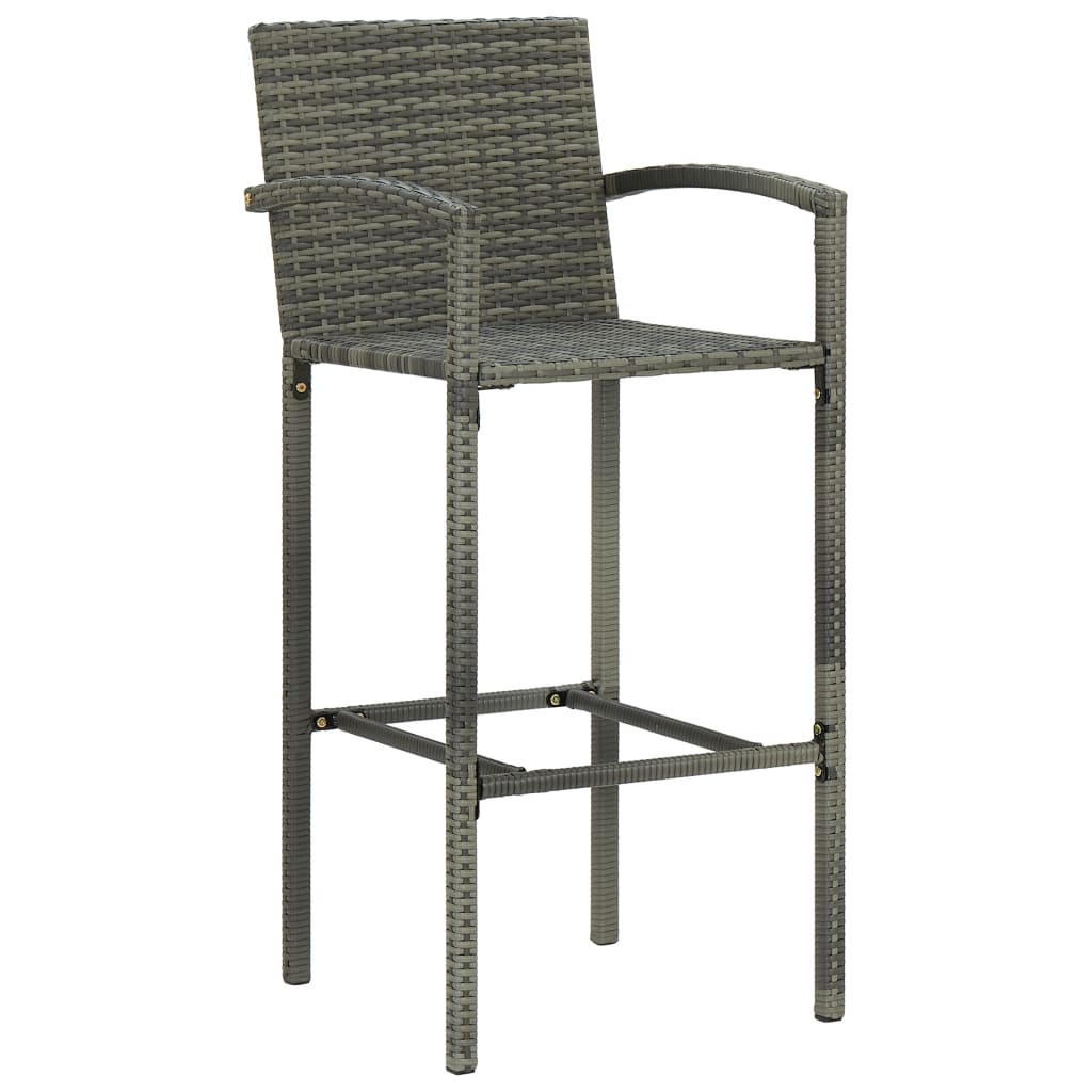 Bancos de bar 4 pcs vime PE cinzento