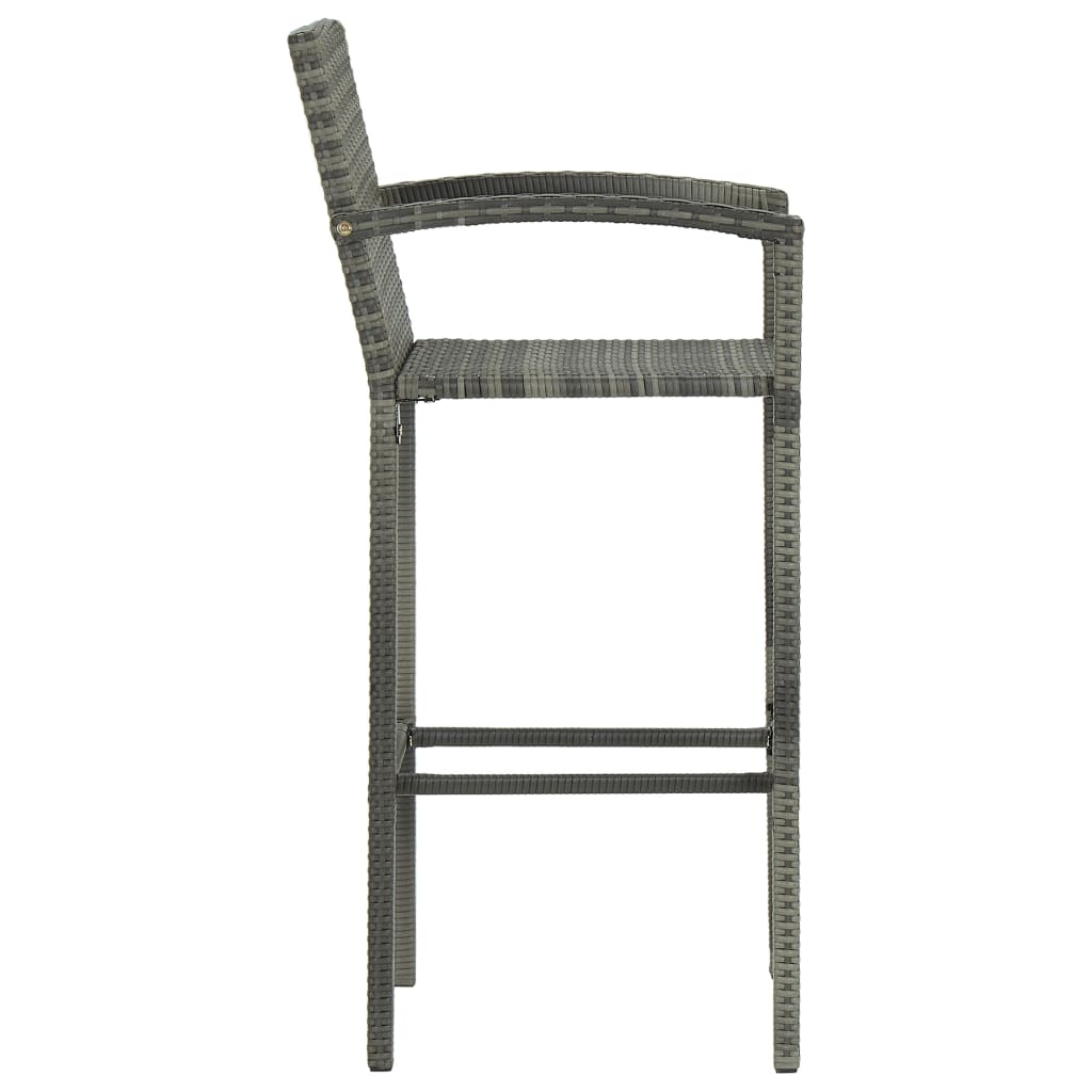 Bancos de bar 4 pcs vime PE cinzento