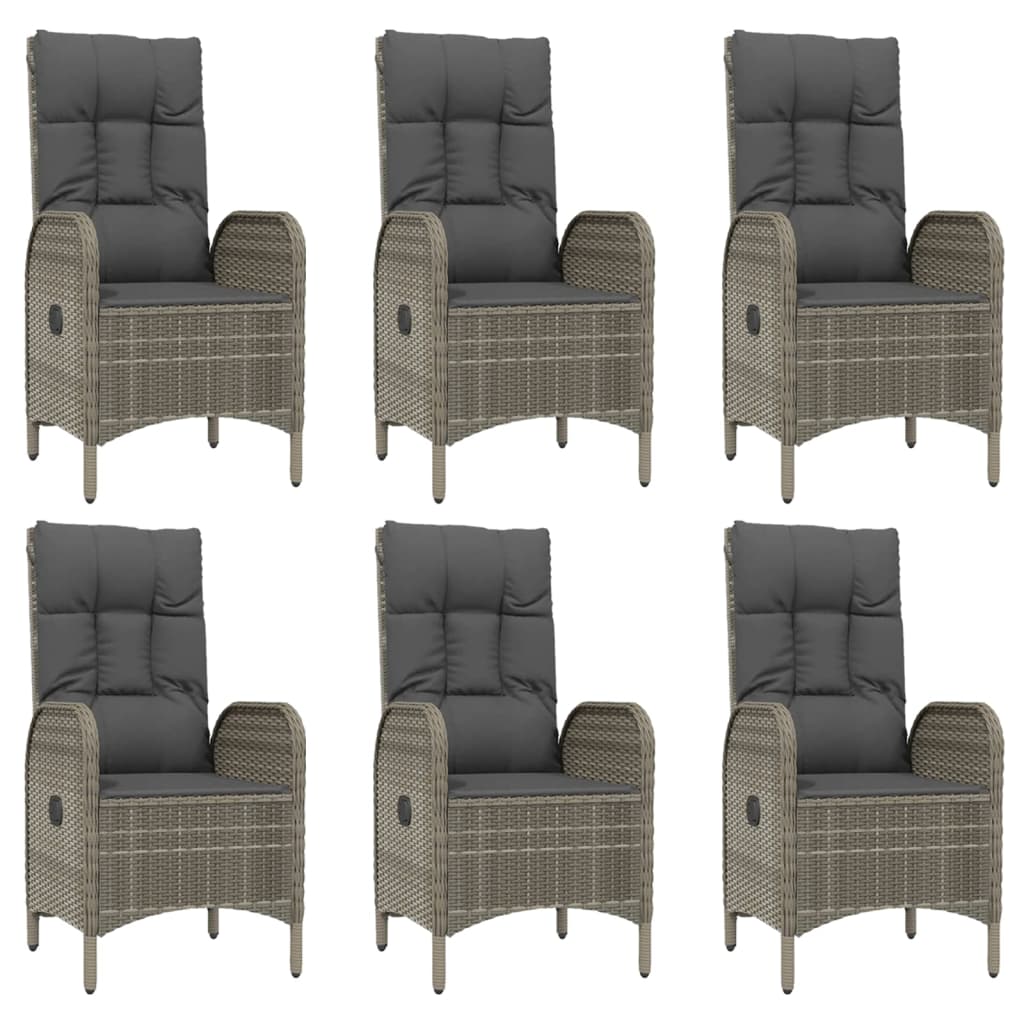 9 Pcs conjunto de jantar p/ jardim c/ almofadões vime PE cinza