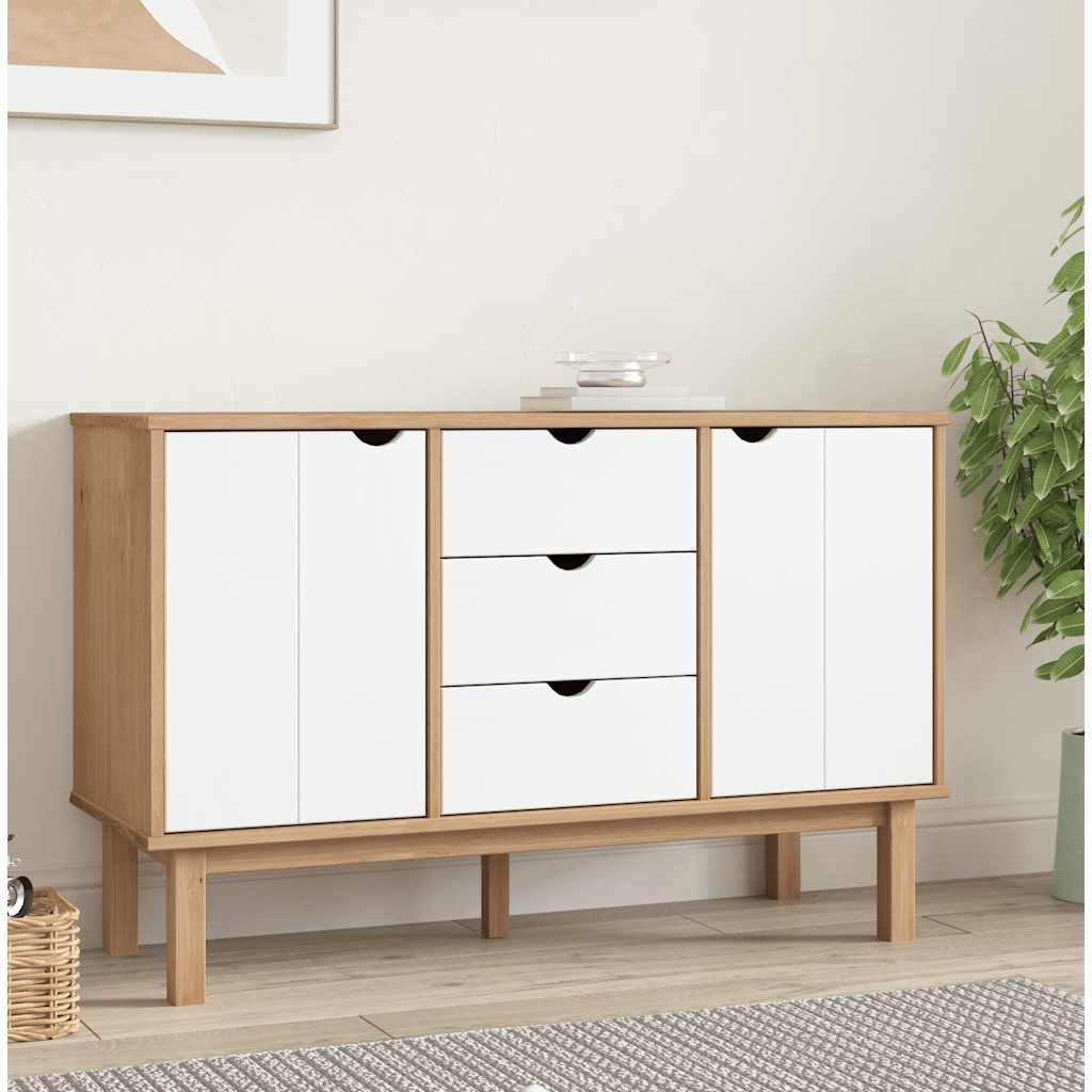 Aparador otta 113,5x43x73 cm pinho maciço castanho/branco