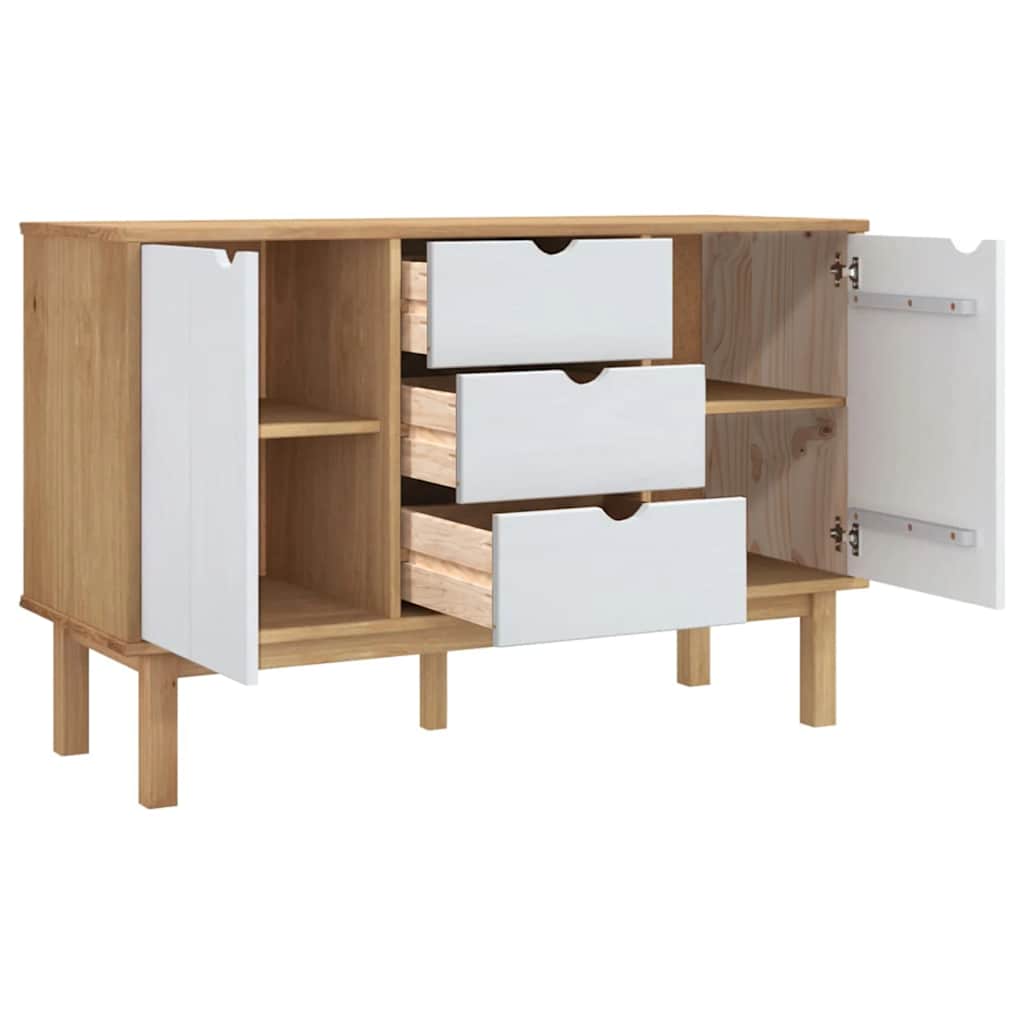 Aparador otta 113,5x43x73 cm pinho maciço castanho/branco