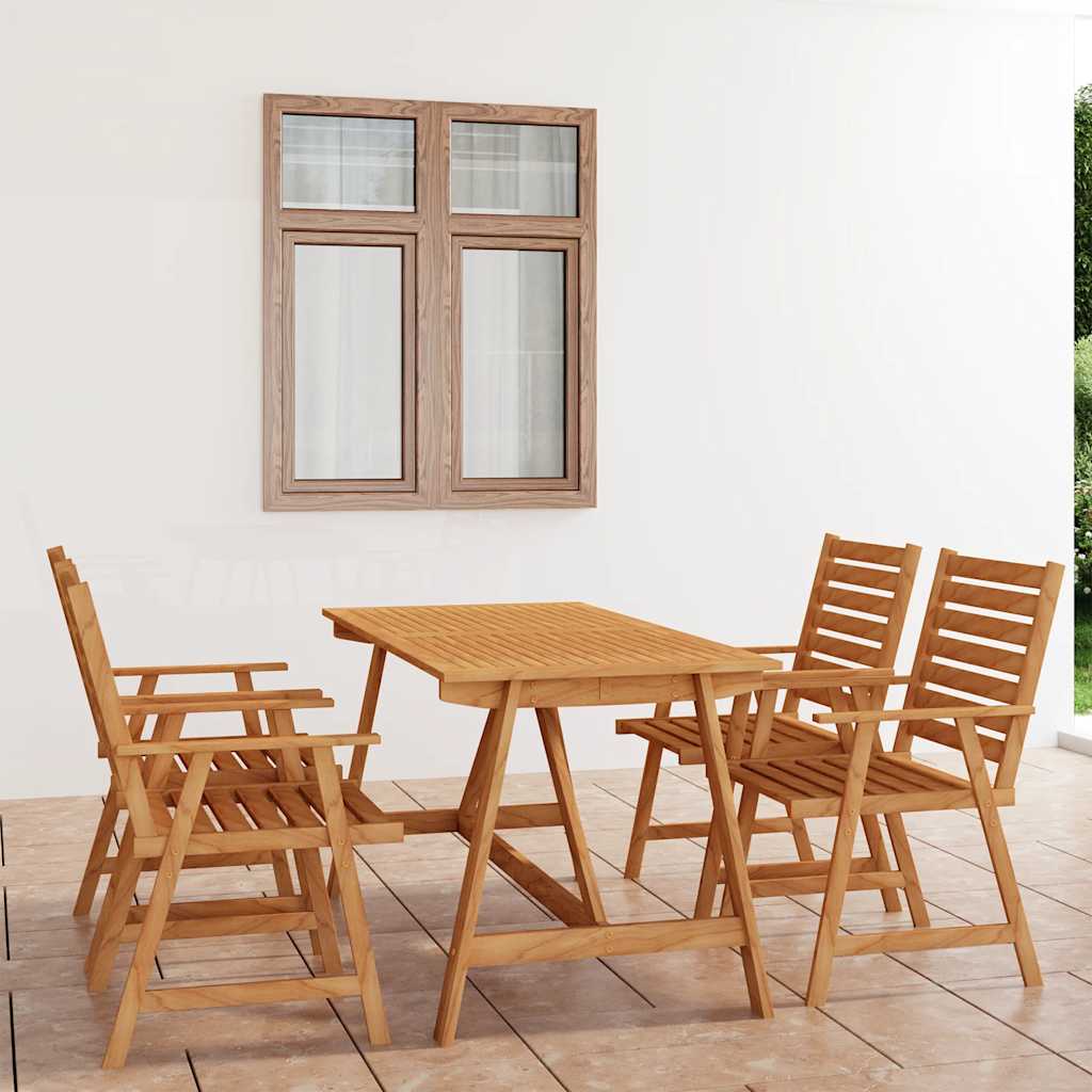 5 Pcs conjunto de jantar para jardim madeira de acácia maciça