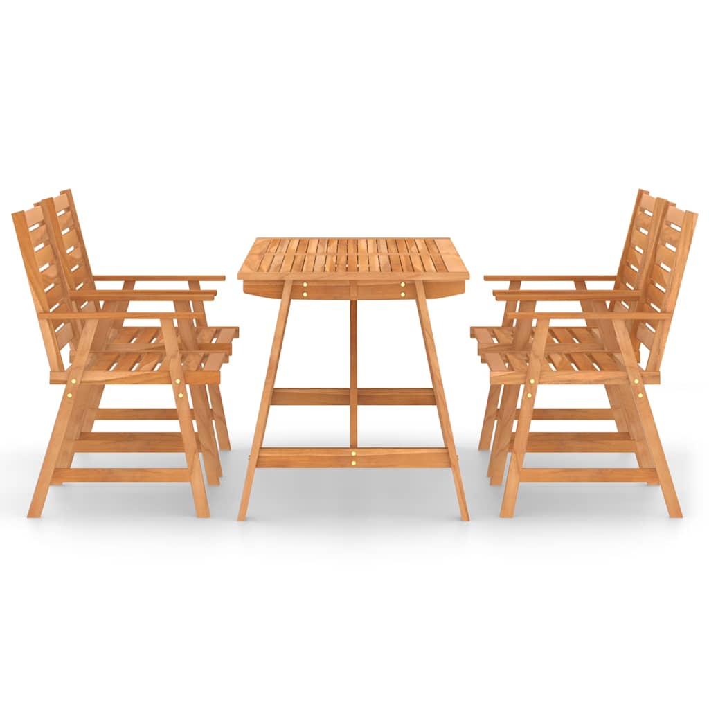 5 Pcs conjunto de jantar para jardim madeira de acácia maciça