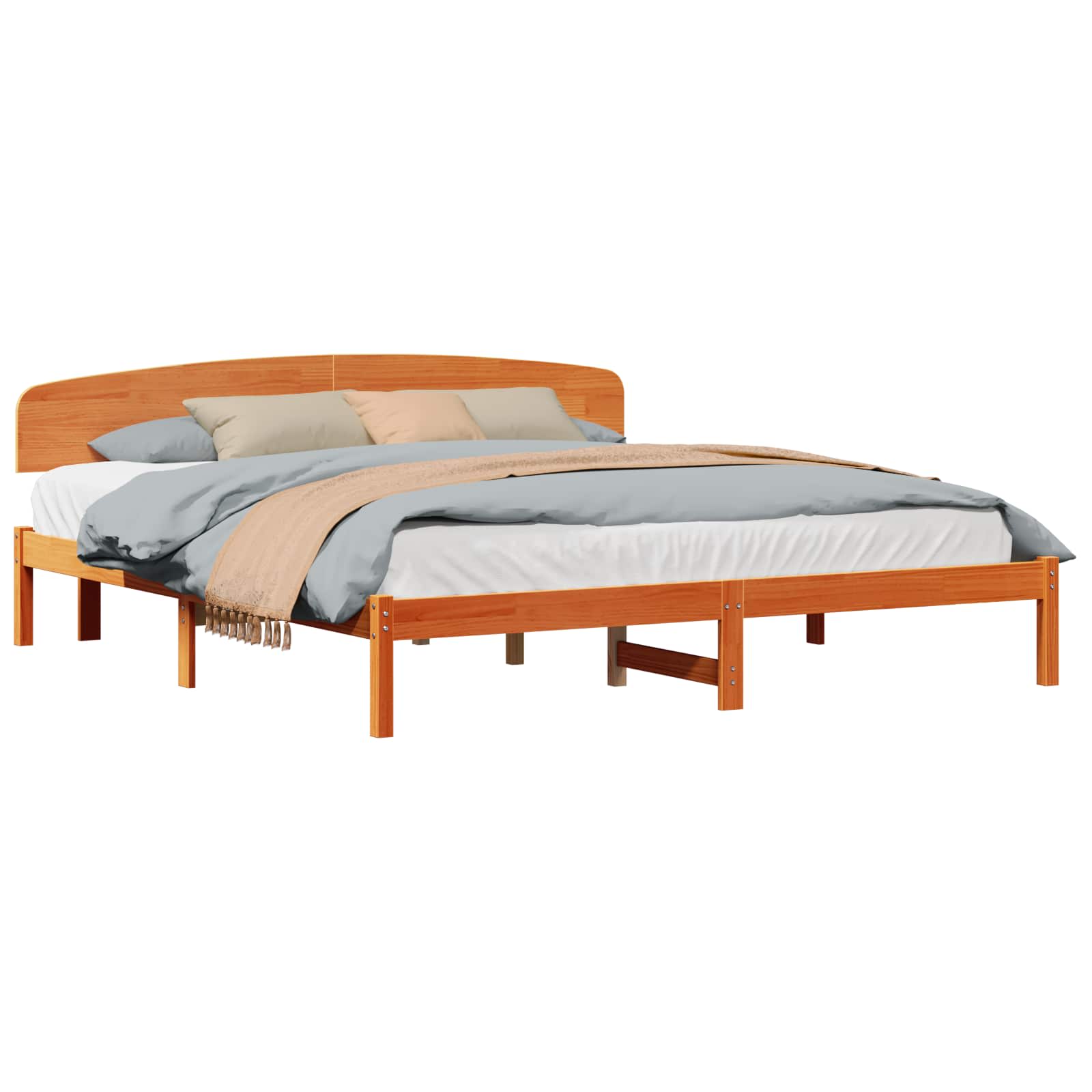 Estrutura da cama com cabeceira marrom cera 200 x 200 cm