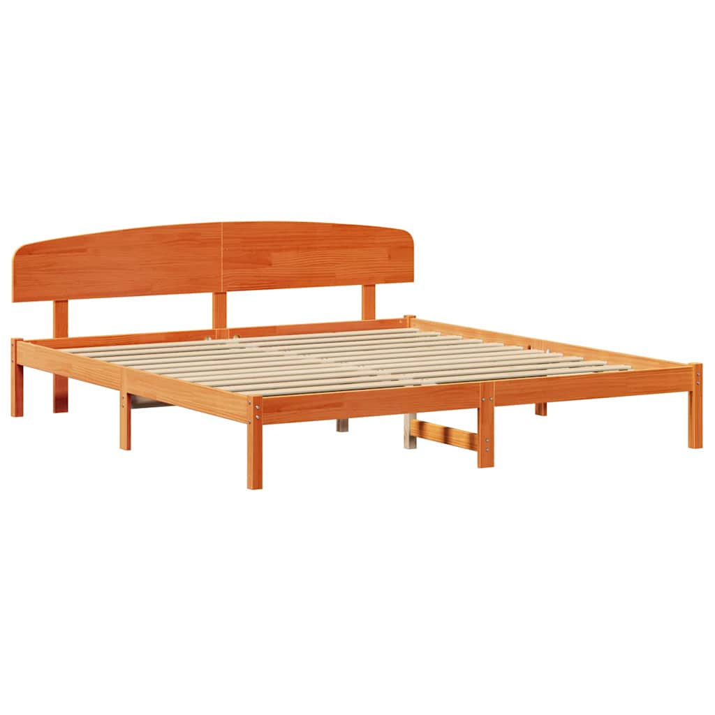 Estrutura da cama com cabeceira marrom cera 200 x 200 cm