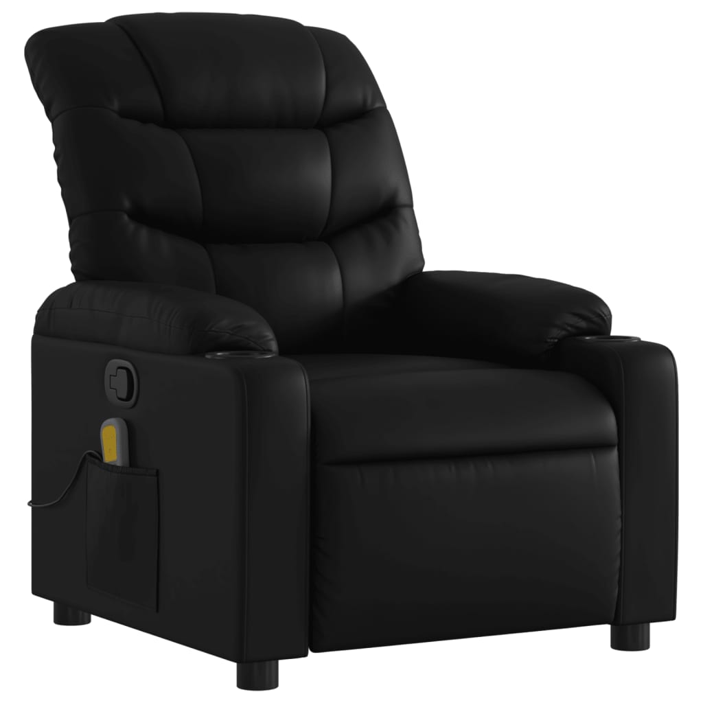 Poltrona de massagem reclinável em couro sintético preto
