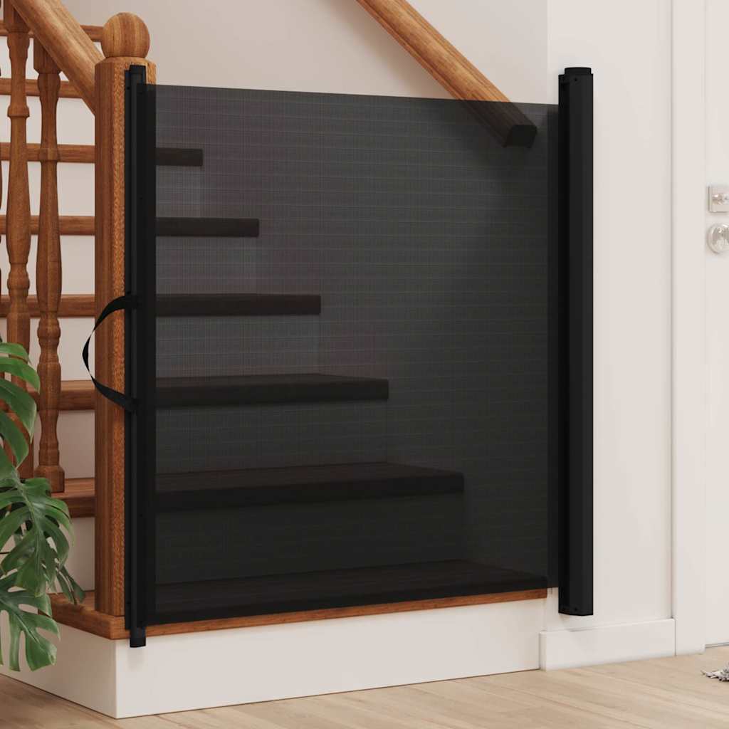 Portão retrátil p/ animais de estimação 82,5x125 cm preto