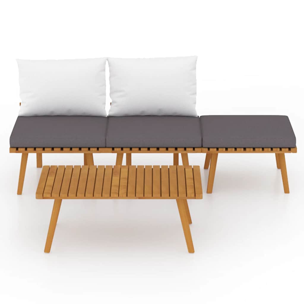 4 Pcs conj. lounge jardim c/ almofadões madeira acácia maciça