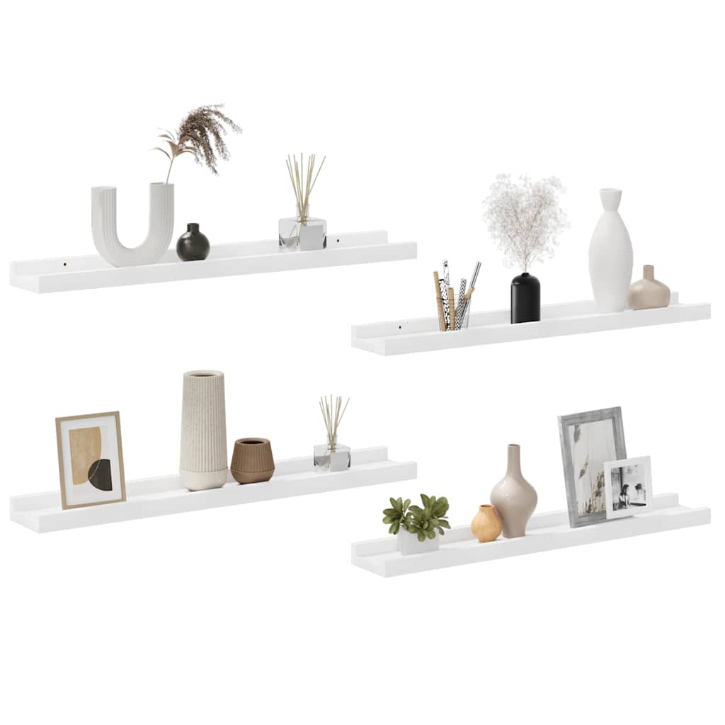 Prateleiras de parede 4 pcs 60x9x3 cm branco