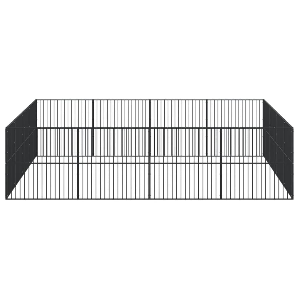 Parque para cães com 16 painéis aço galvanizado preto