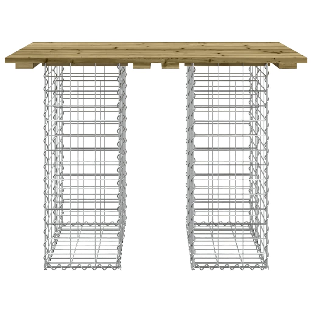 Mesa de jardim com design de gabião 100x70x72 cm, madeira impregnada de pinho