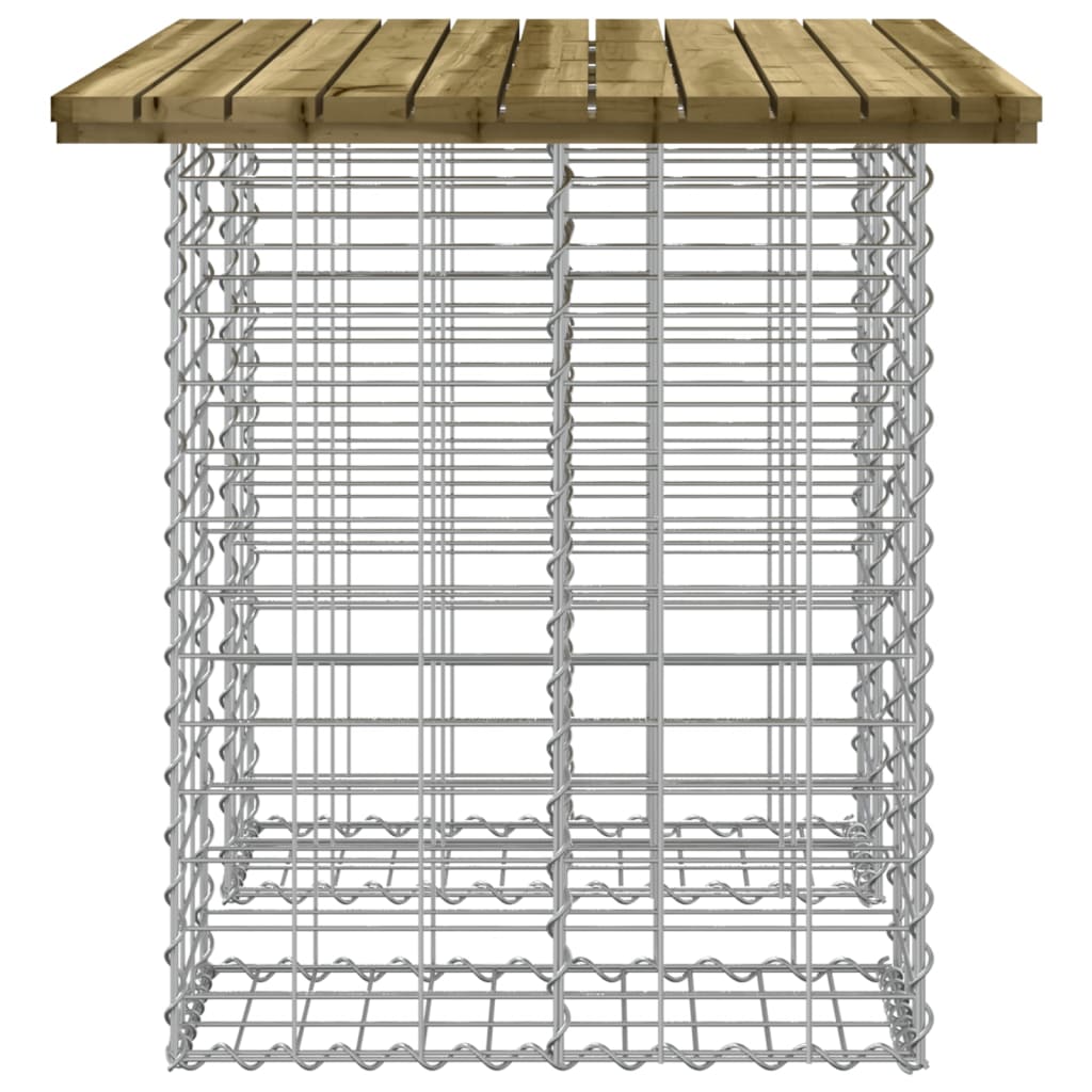 Mesa de jardim com design de gabião 100x70x72 cm, madeira impregnada de pinho