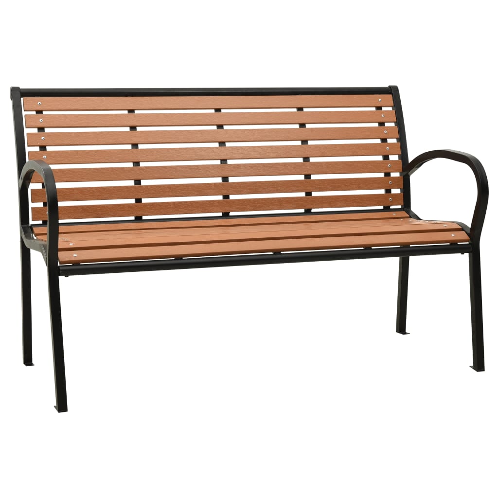 Banco de jardim 116 cm aço e wpc preto e castanho