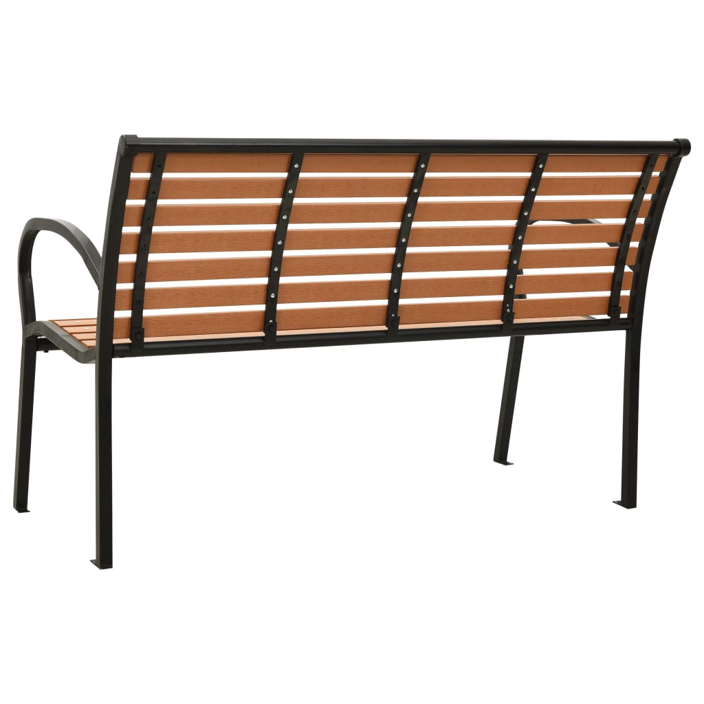 Banco de jardim 116 cm aço e wpc preto e castanho