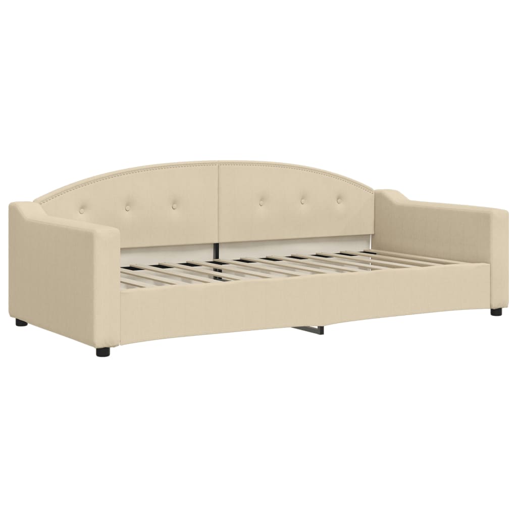 Sofá-cama com gavetão e gavetas 90x200 cm tecido cor creme