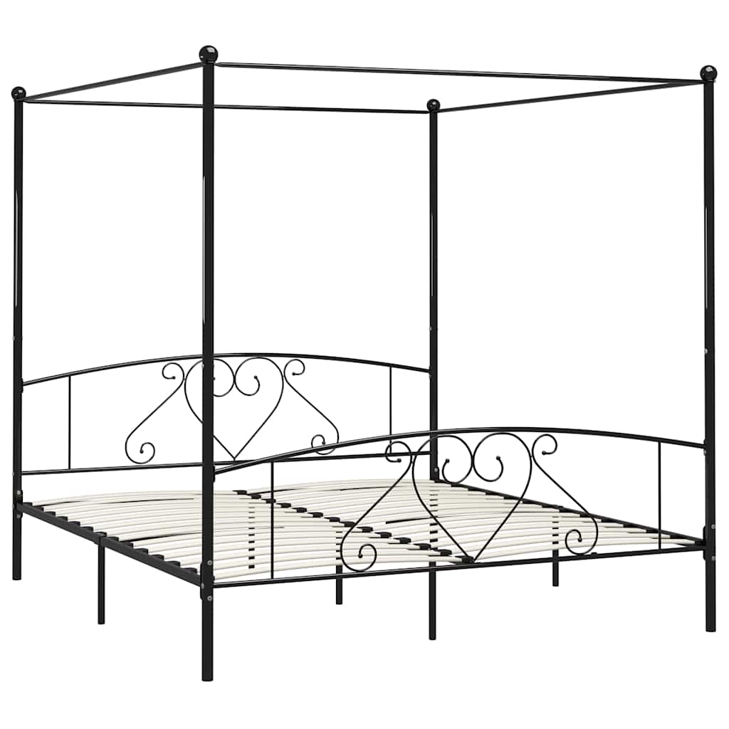 Estrutura de cama dossel 180x200 cm metal preto