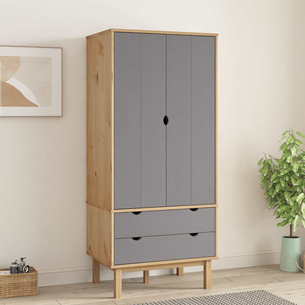 Roupeiro otta 76,5x53x172 cm pinho maciço castanho/cinza