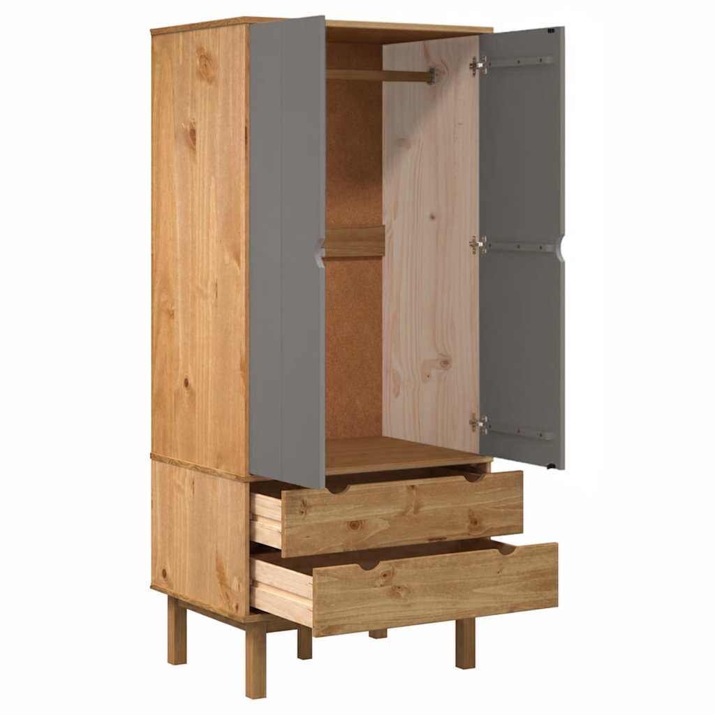 Roupeiro otta 76,5x53x172 cm pinho maciço castanho/cinza