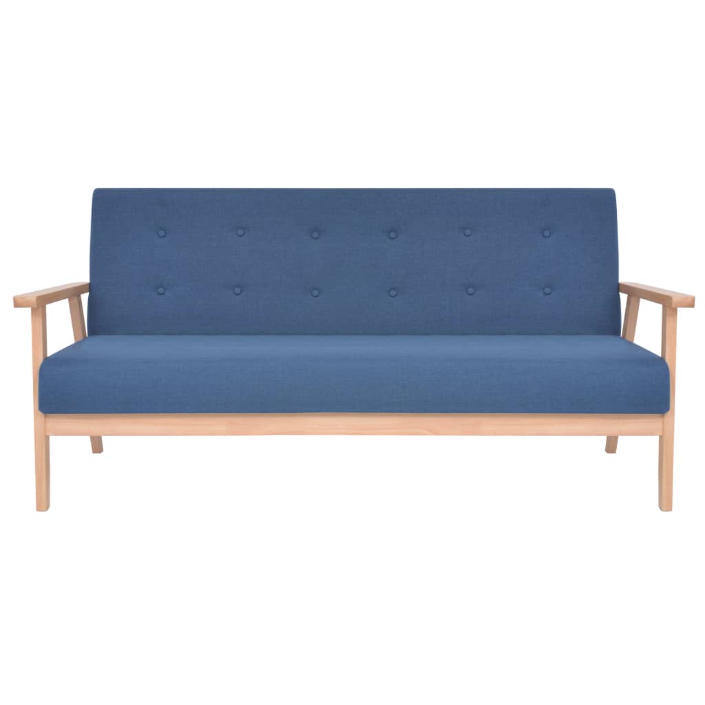 3 Pcs conjunto de sofás tecido azul