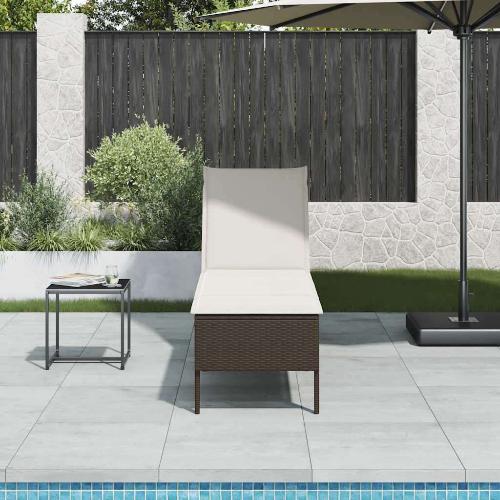 Espreguiçadeira com almofadão 55x200x44cm vime PE castanho