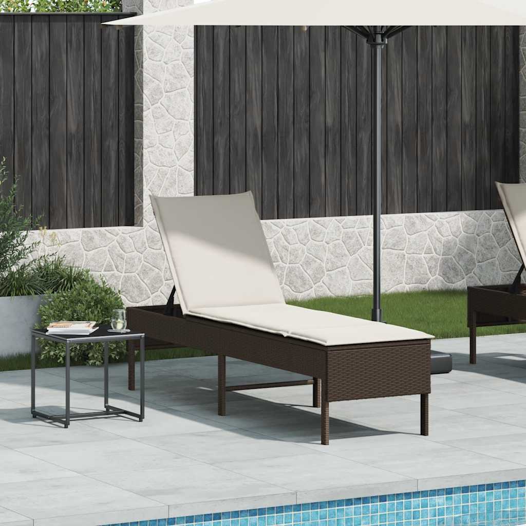 Espreguiçadeira com almofadão 55x200x44cm vime PE castanho