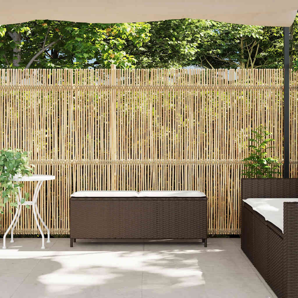 Banco de jardim com almofadão 110x30x40,5 cm vime PE castanho