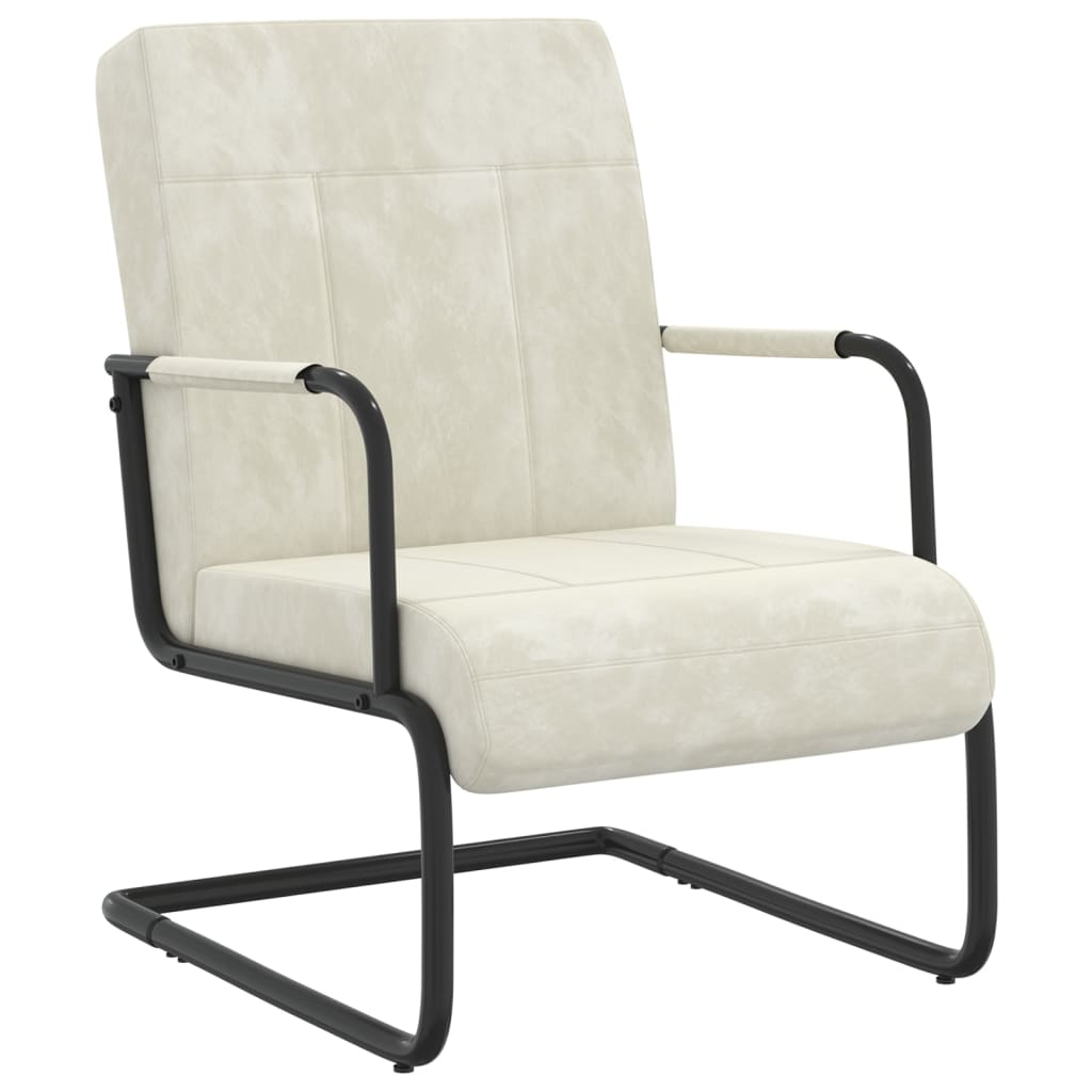 Cadeira cantilever veludo branco nata