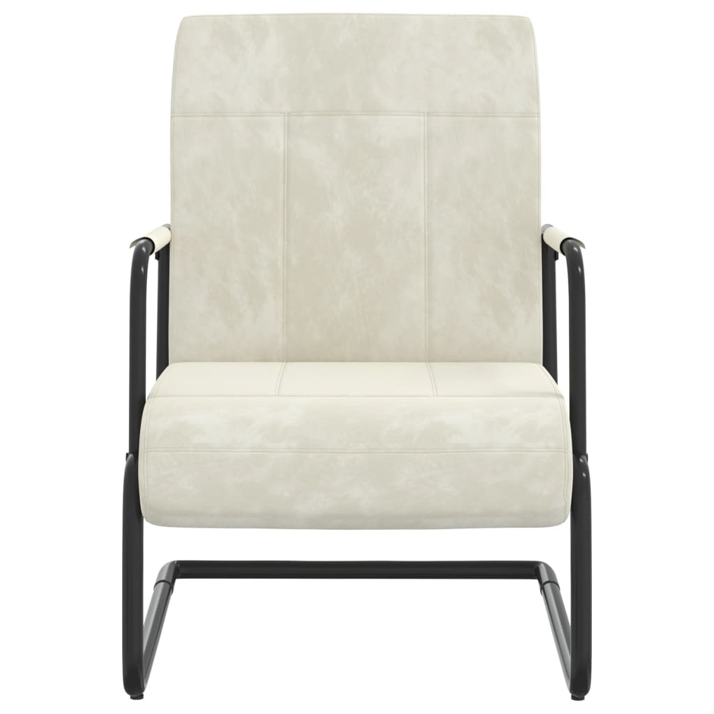 Cadeira cantilever veludo branco nata