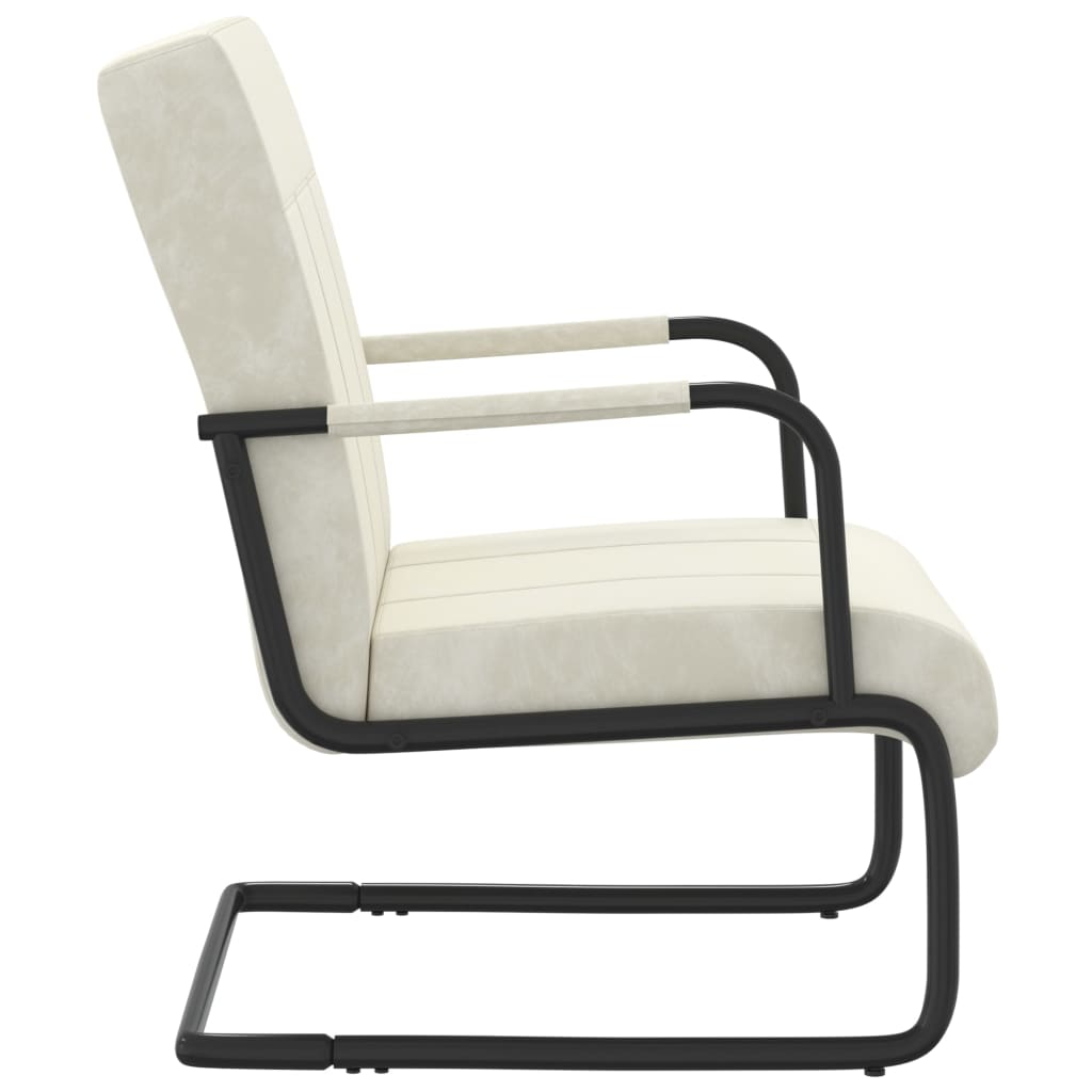 Cadeira cantilever veludo branco nata