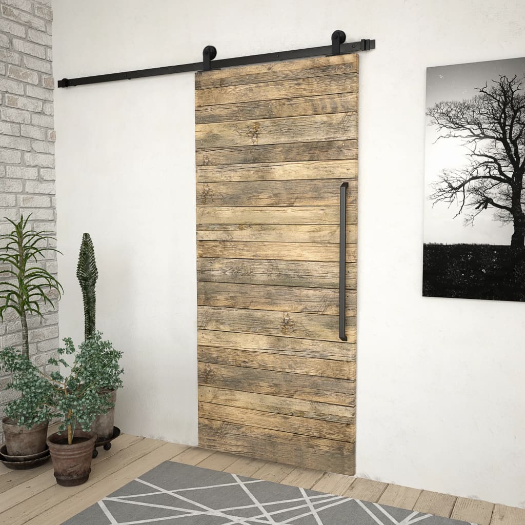Kit de ferragens para porta deslizante skien 200 cm aço preto