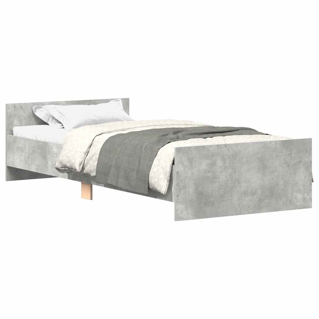 Estrutura de cama 90x190 cm derivados de madeira cinza cimento