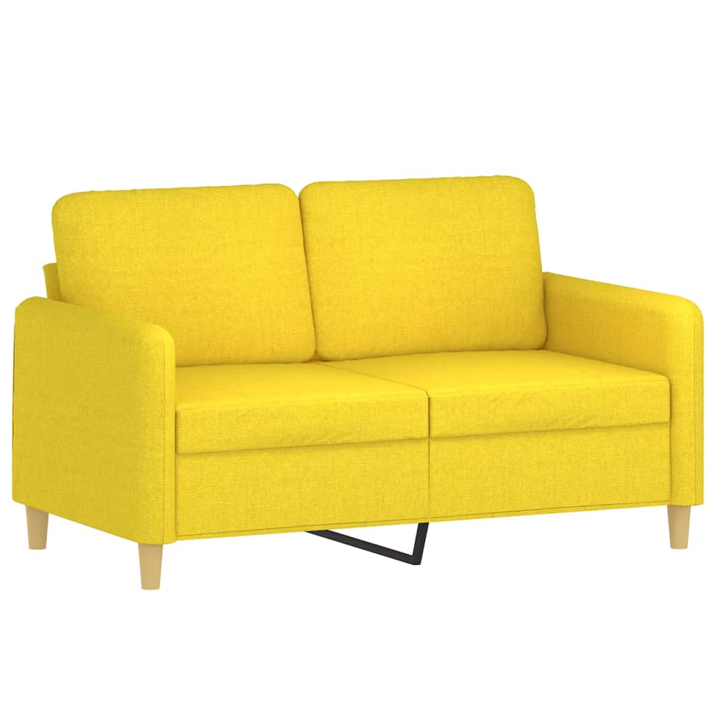 2 Pcs conjunto de sofás com almofadões tecido amarelo-claro