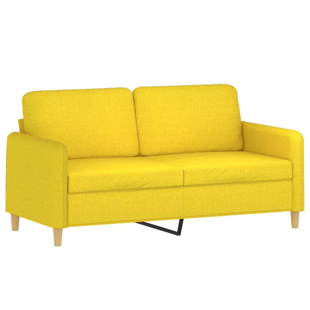 2 Pcs conjunto de sofás com almofadões tecido amarelo-claro