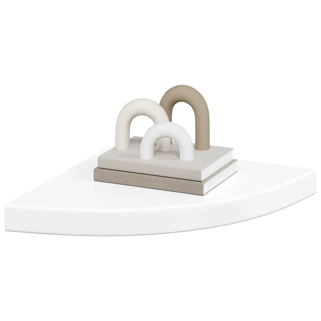 Prateleira de canto suspensa 35x35x3,8 cm MDF branco brilhante
