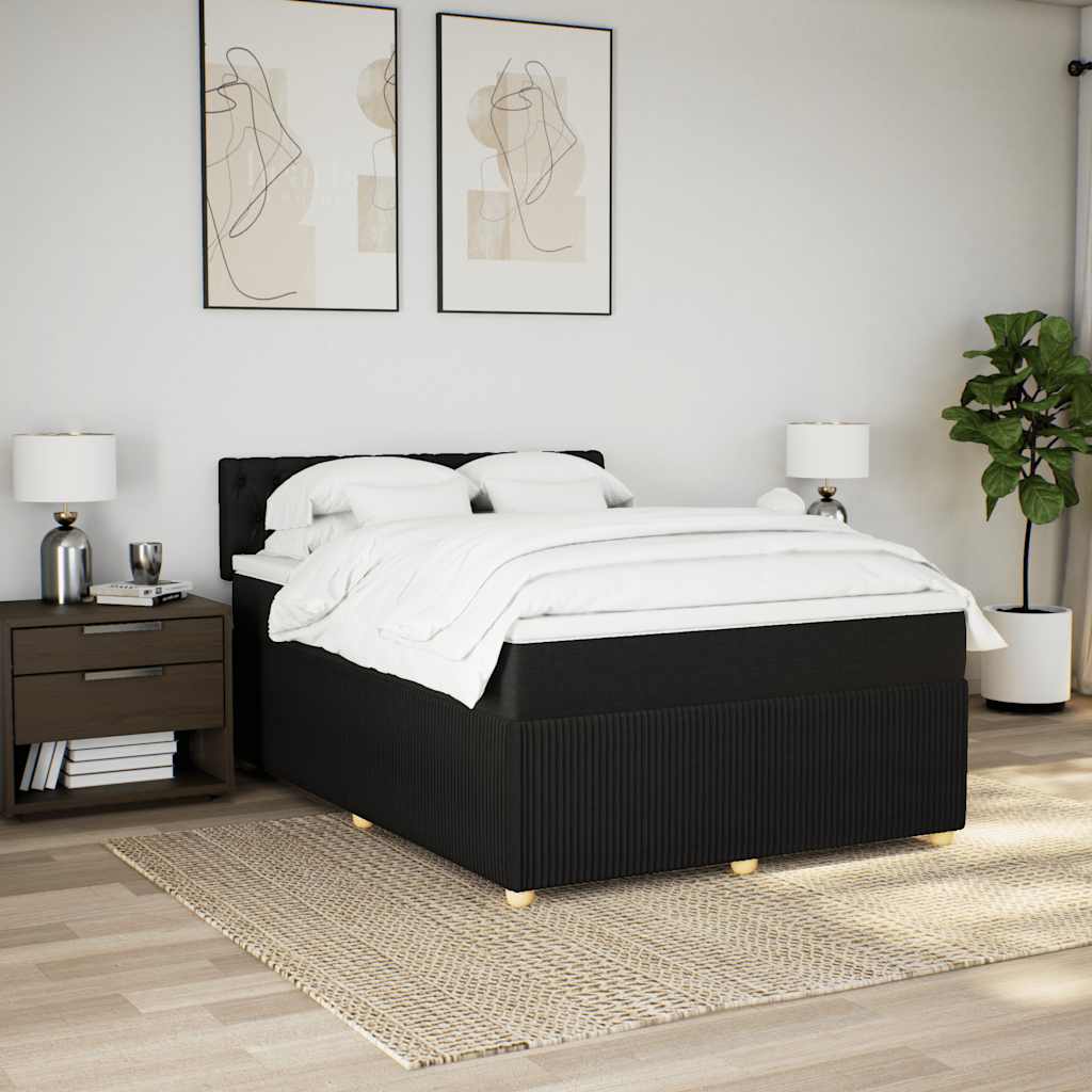 Cama com molas/colchão 140x200 cm tecido preto