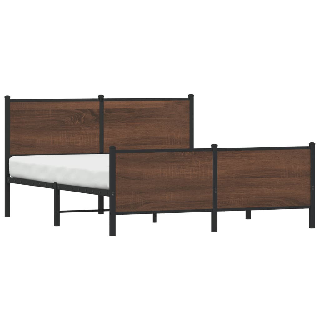 Estrutura de cama sem colchão 140x200cm metal carvalho castanho